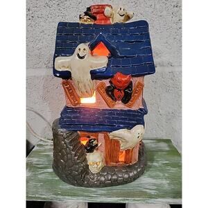 Pacific Rim Light-up Ceramic Devils Ghost House. Halloween Decor Vintage SEE DES